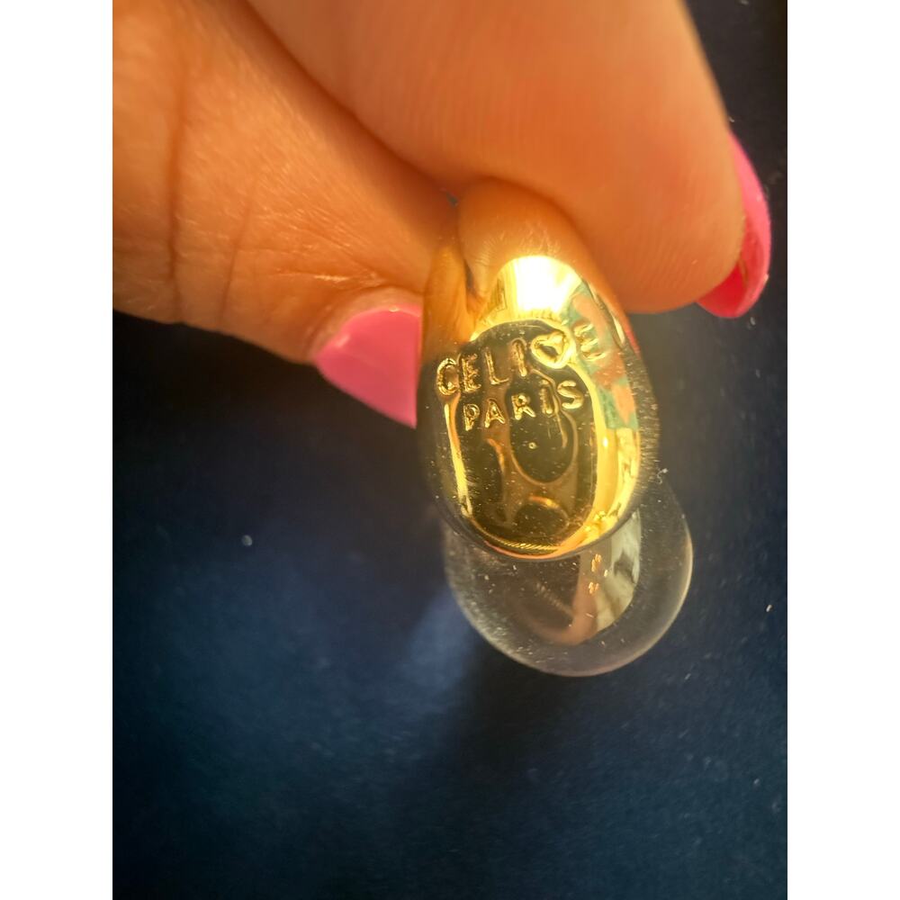 CELINE Paris Vintage Gold in Glass Teardrop Earrings - Picture 6 of 10